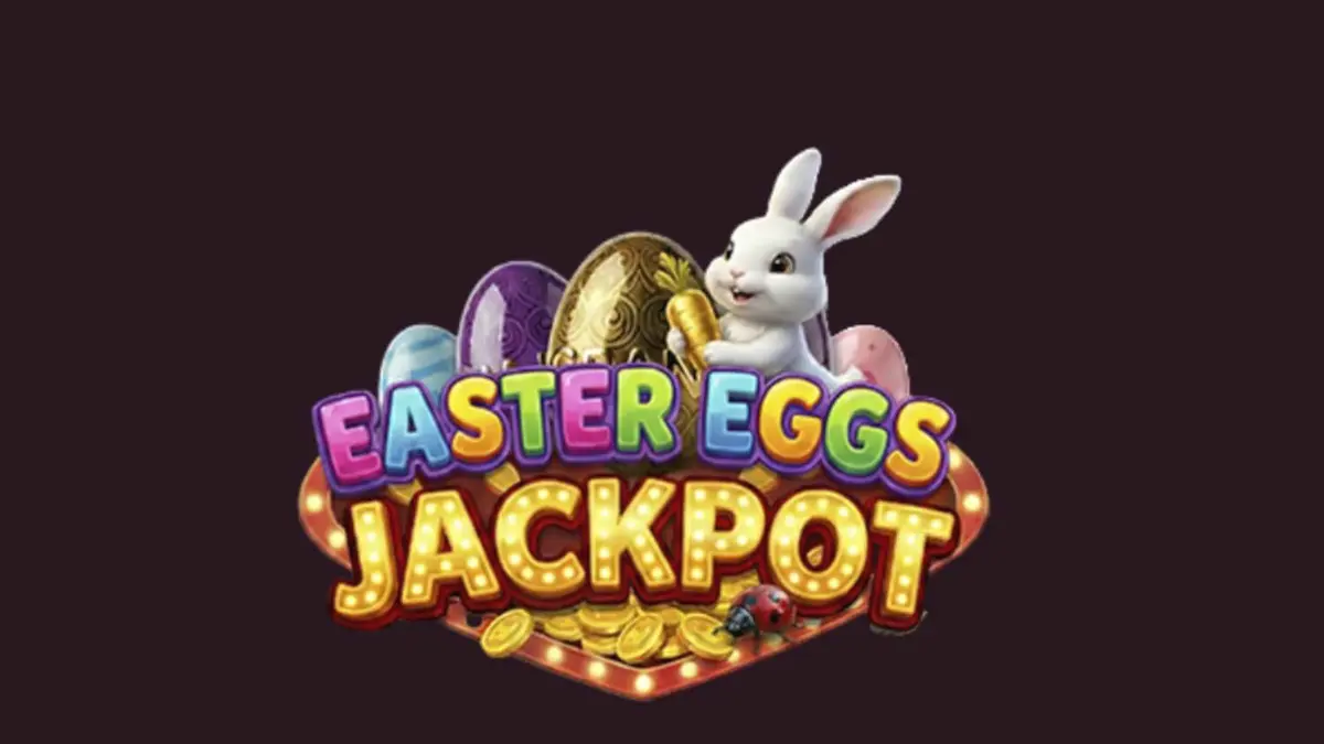 Tampilan visual slot Easter Eggs Jackpot dengan tema musim semi dan telur Paskah.